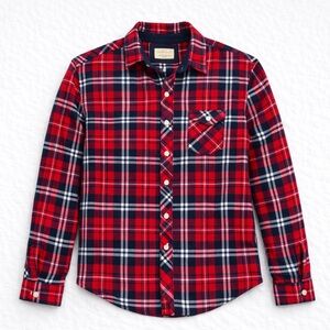 Weatherproof Vintage Red Plaid Flannel Button Up Shirt Size Small